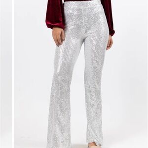 Silver Sequin Women's Pants